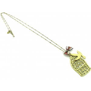 Long necklace caged bird