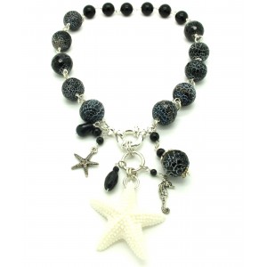 Black necklace scale effect model "Pearl of the ocean"