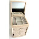 Large wooden jewelry box with 5 drawers