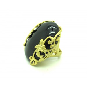 Flower and stone ring golden