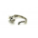 Silvery metal double ring